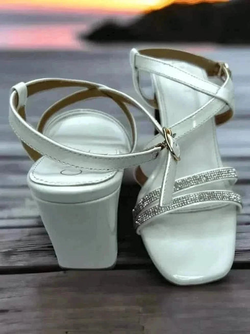 Womens Solid White Heels